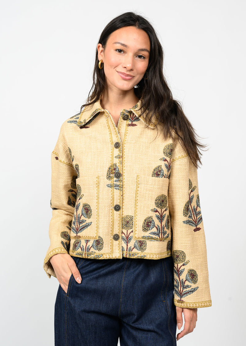 Lurex Block Print Jacket