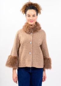 Boucle Sparkle Fur Trim Jacket