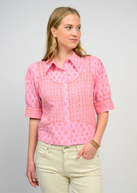 Pink Kantha Stitched Shirt