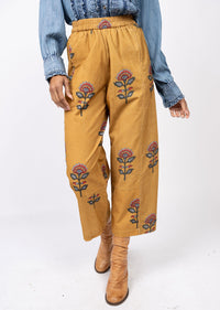 Gold Block Print Barrel Pant
