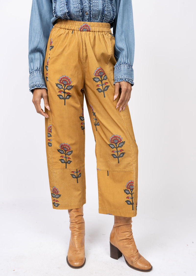 Gold Block Print Barrel Pant