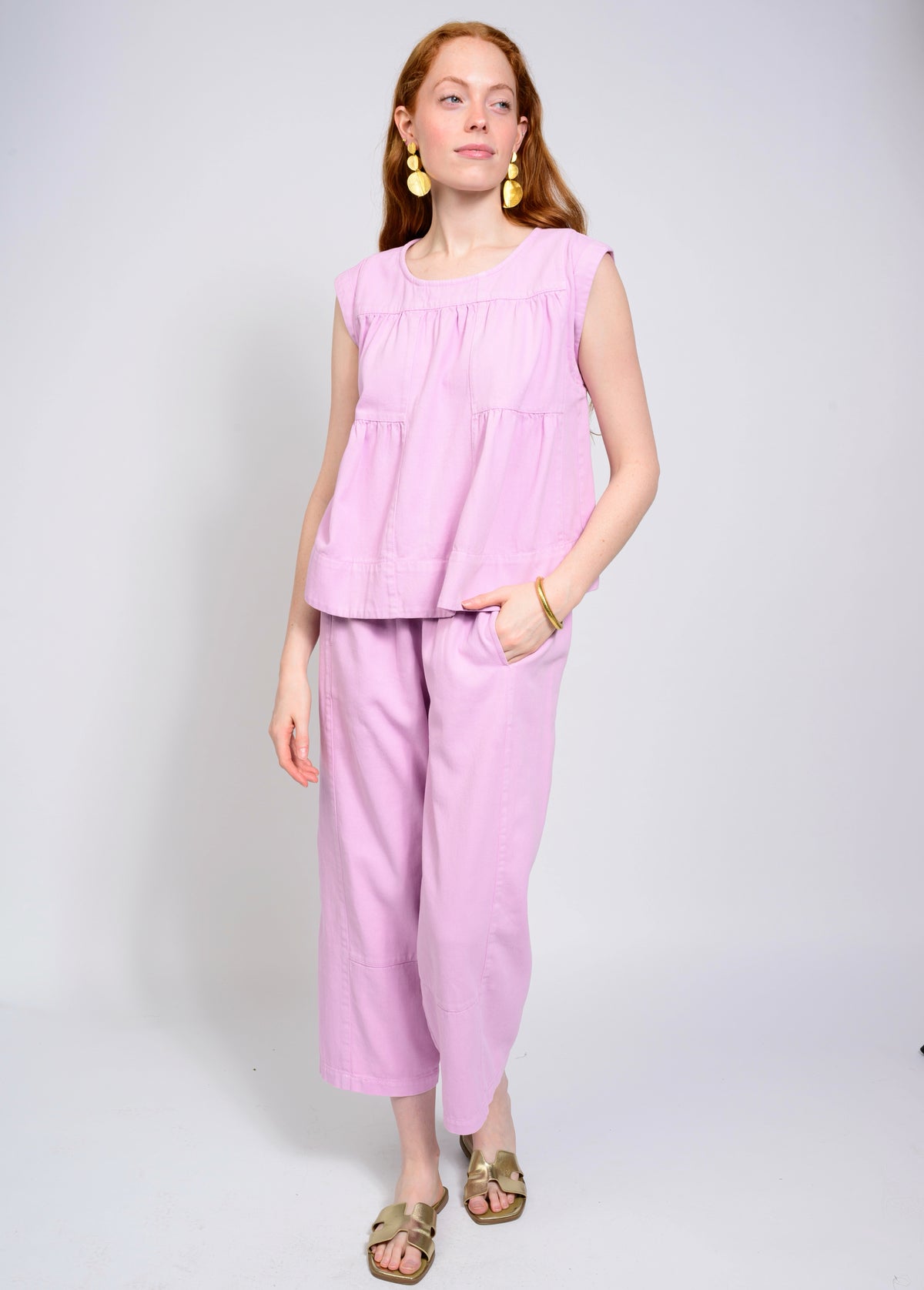 Patched Pink Swing Top