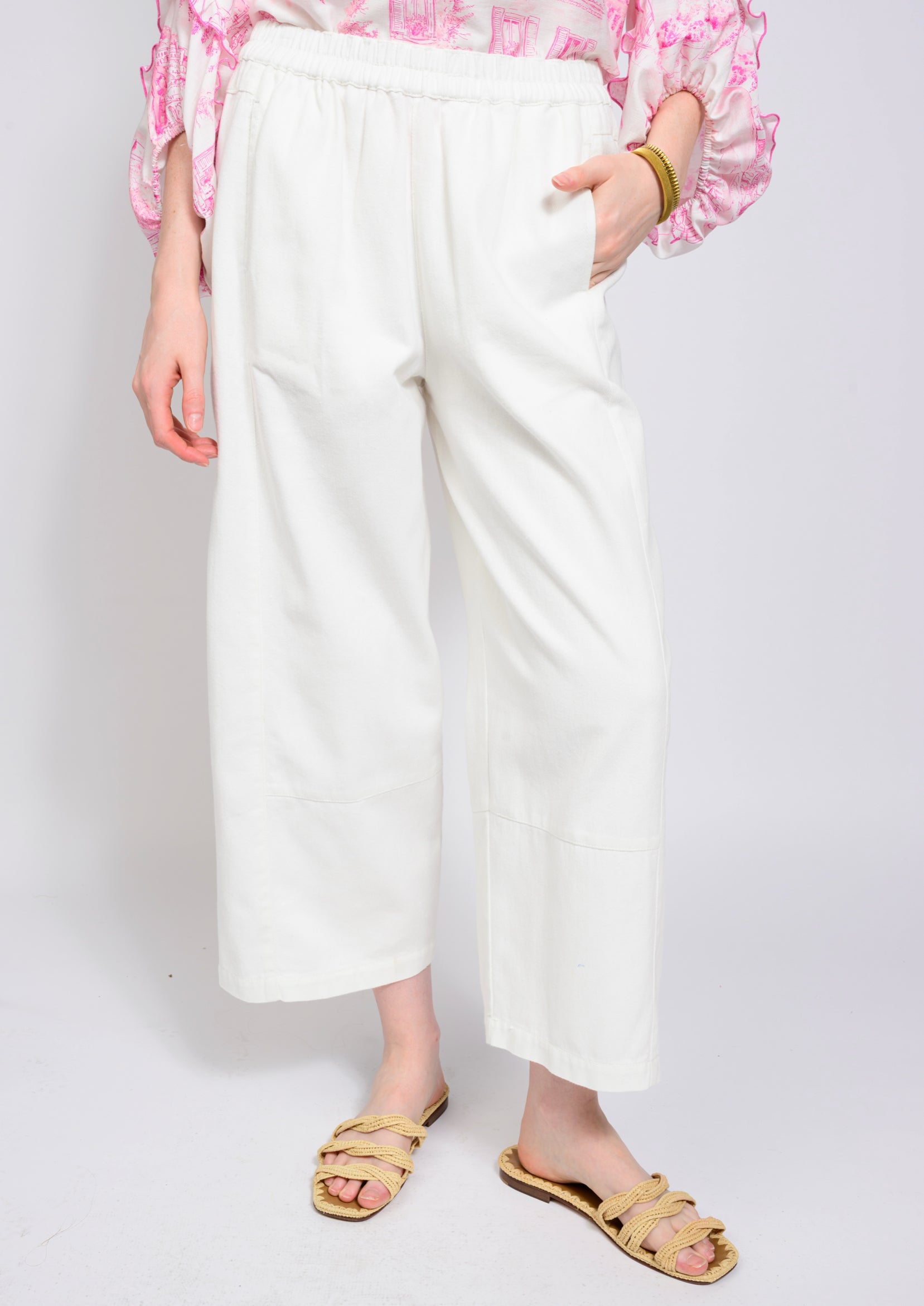 White Barrel Pant