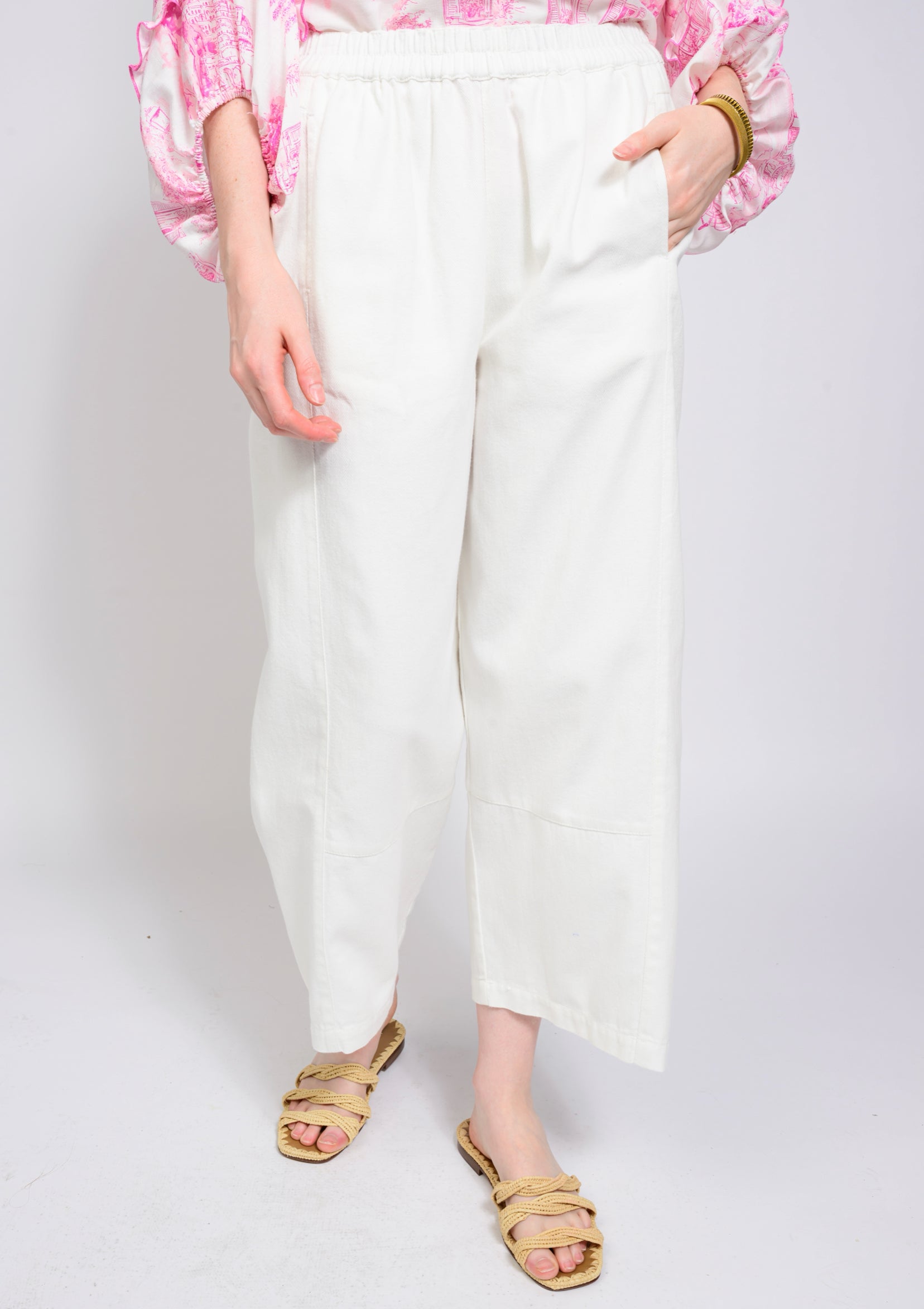 White Barrel Pant