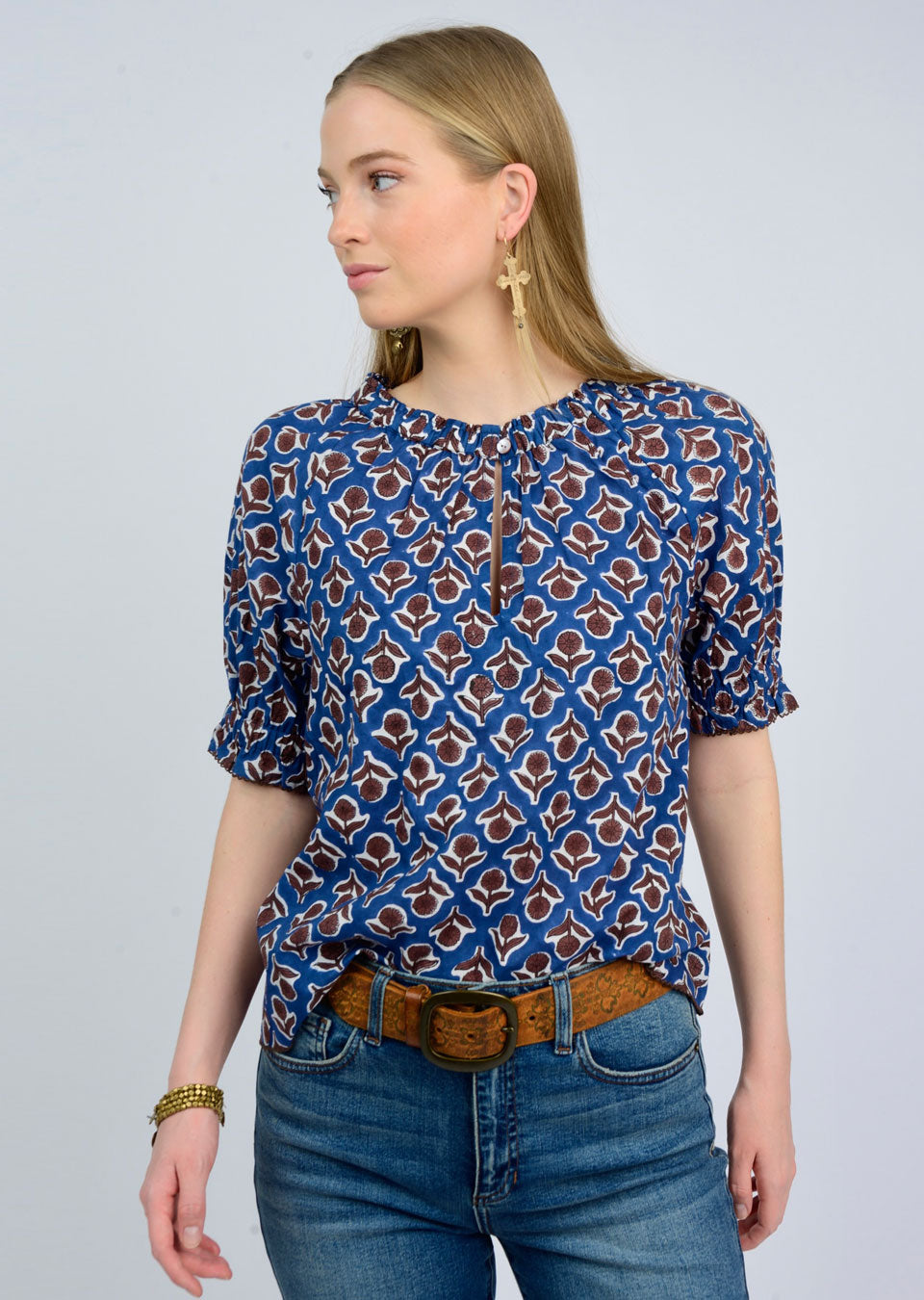 Peasant Block Fleur Top