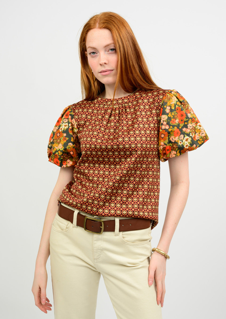 Knitted Pouf Sleeve Top