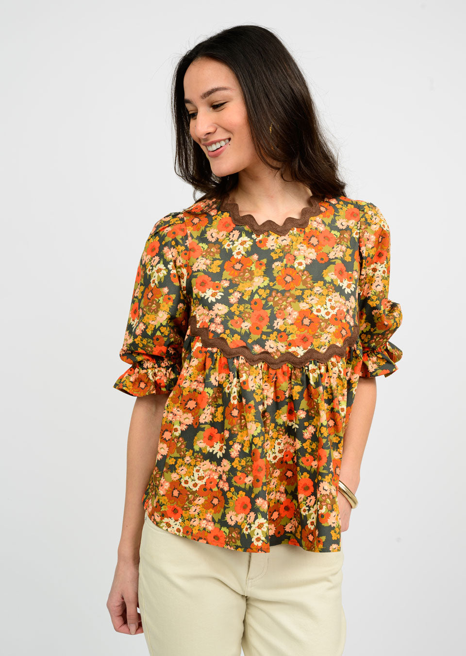 Floral Ric Rac Top