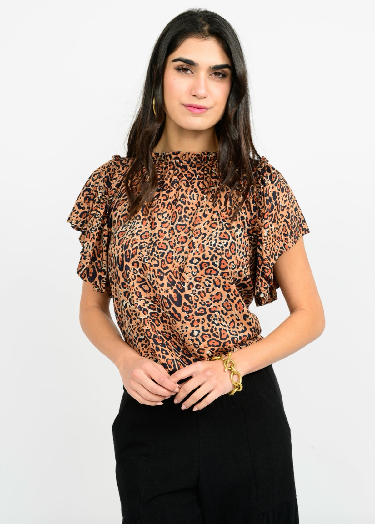 Leopard Flounce Top