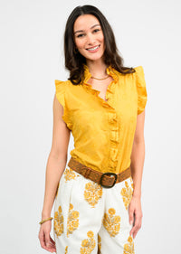 Gold Eyelet Ruffled Top