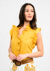 Gold Eyelet Ruffled Top