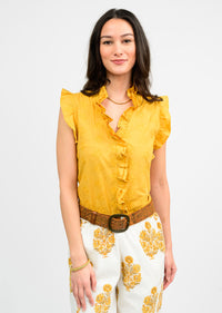 Gold Eyelet Ruffled Top