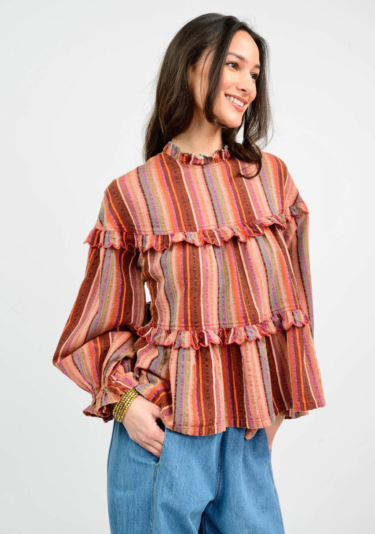 Multi Striped Tier Top