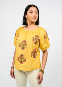 Gold Applique Peasant Top