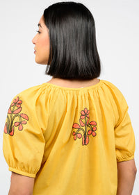 Gold Applique Peasant Top