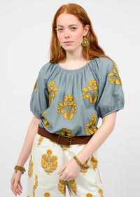 Grey Applique Peasant Top