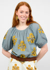 Grey Applique Peasant Top
