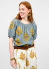 Grey Applique Peasant Top