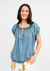 Smock Neck Denim Top