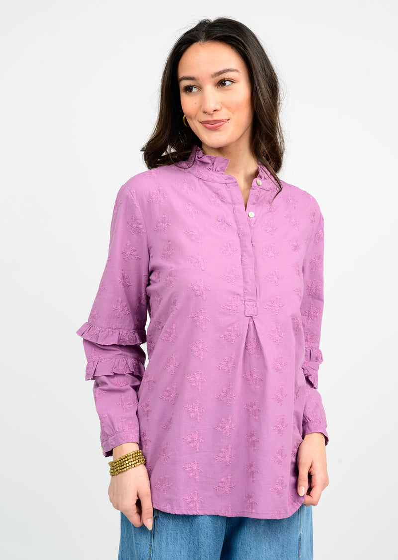 Grape Eyelet Popover Shirt