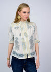 Metallic Trim Paisley Top