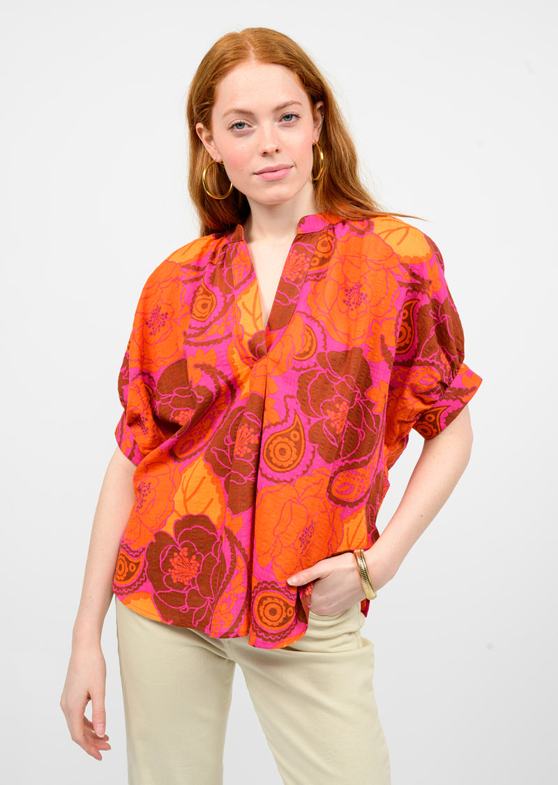 Bold Flower Popover Top