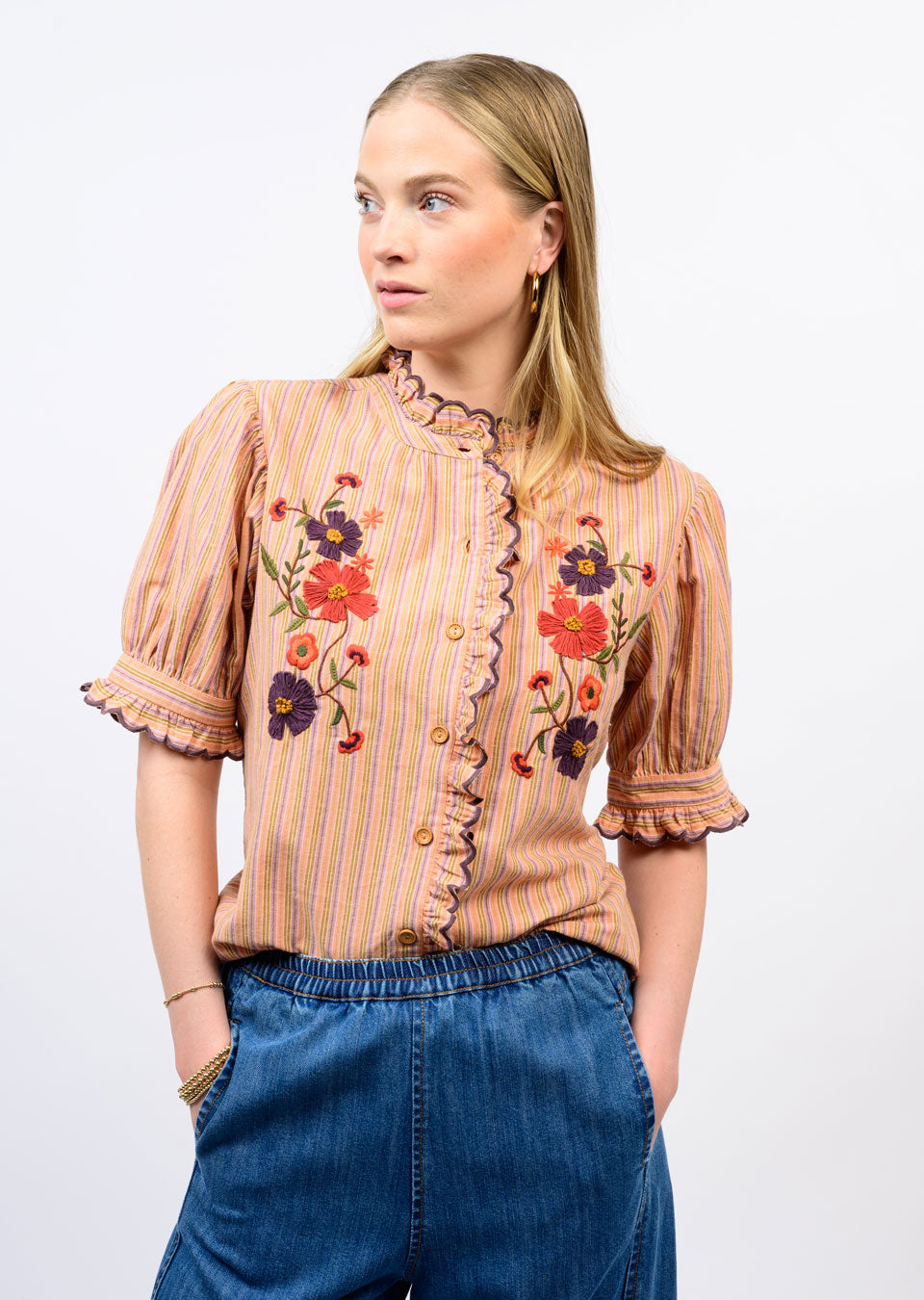 Ribbon Embroidered Shirt
