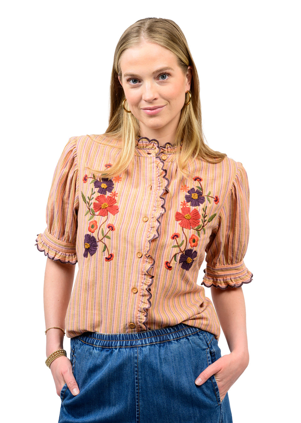 Ribbon Embroidered Shirt