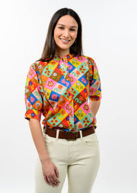Block Patch Floral Top