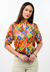 Block Patch Floral Top