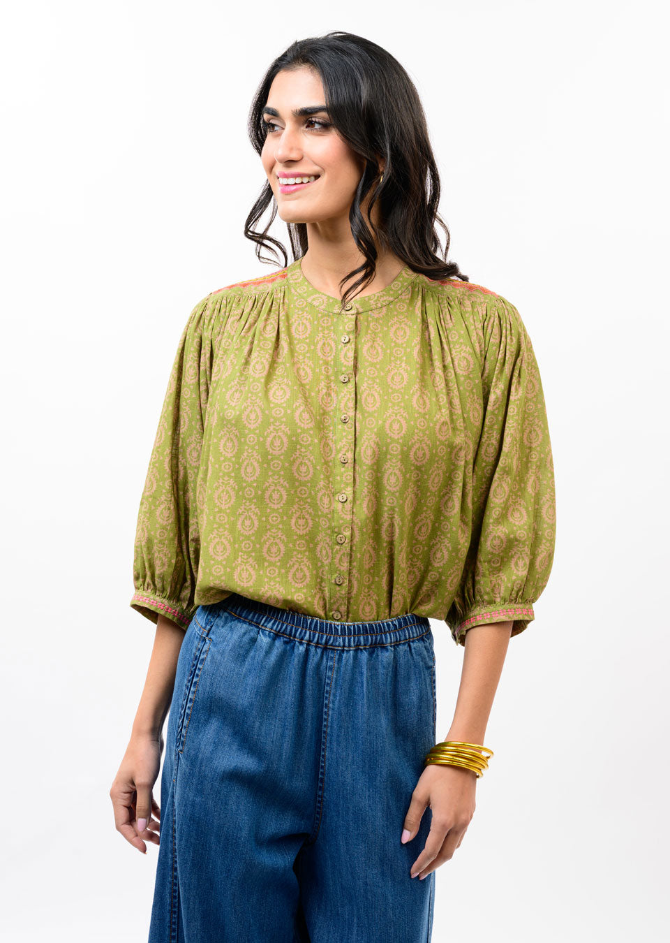 Yoke Embroidered Top