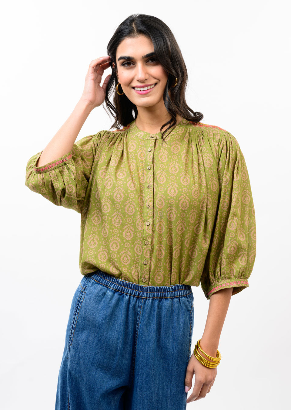 Yoke Embroidered Top