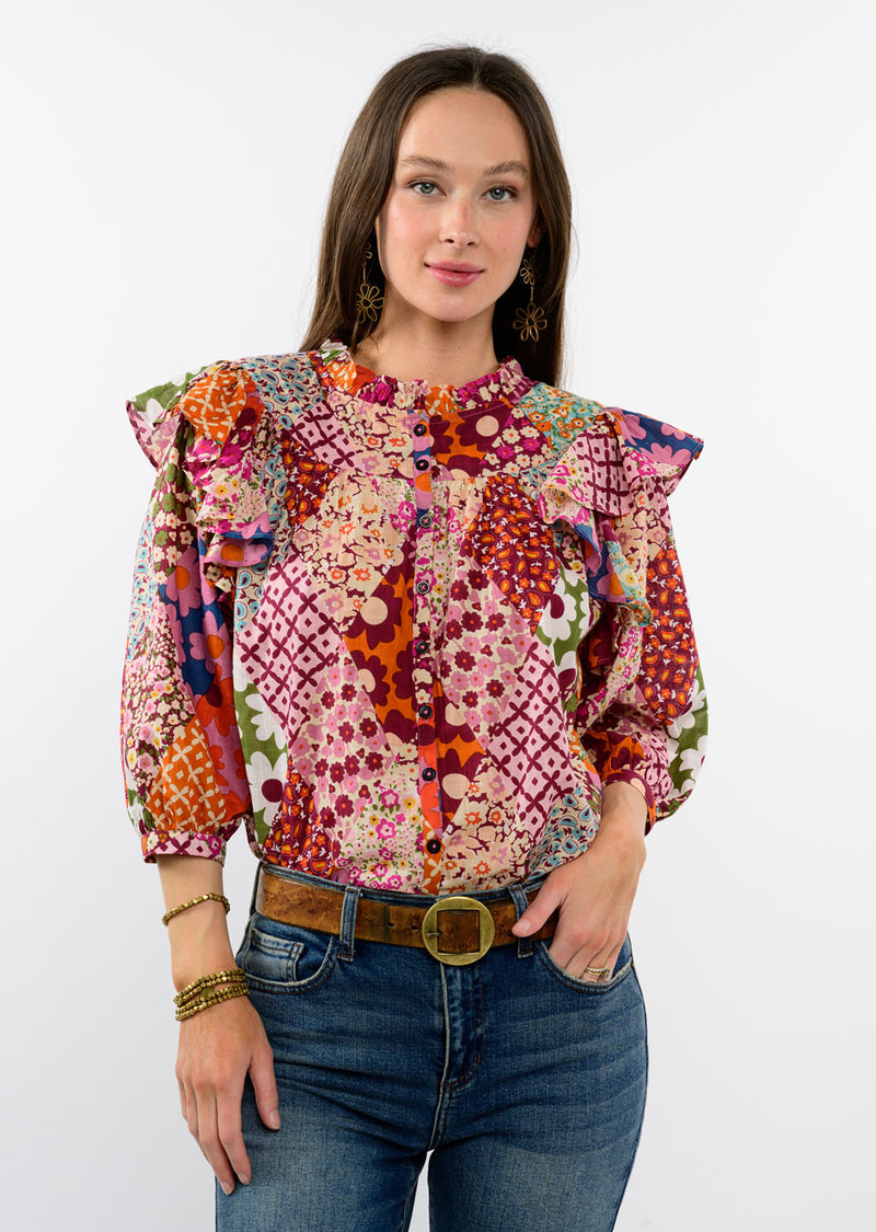 Patchwork Peasant Top