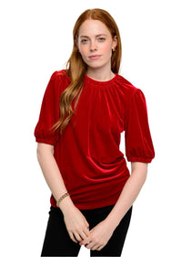 Velvet Rouched Neck Top