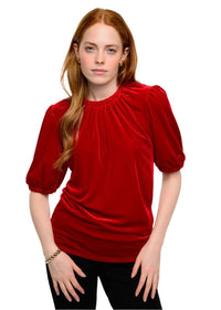 Velvet Rouched Neck Top