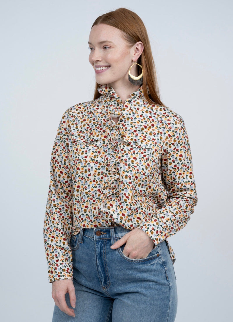 Floral Corduroy Snap Shirt