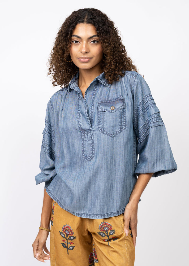 Tuck Sleeve Popover Shirt