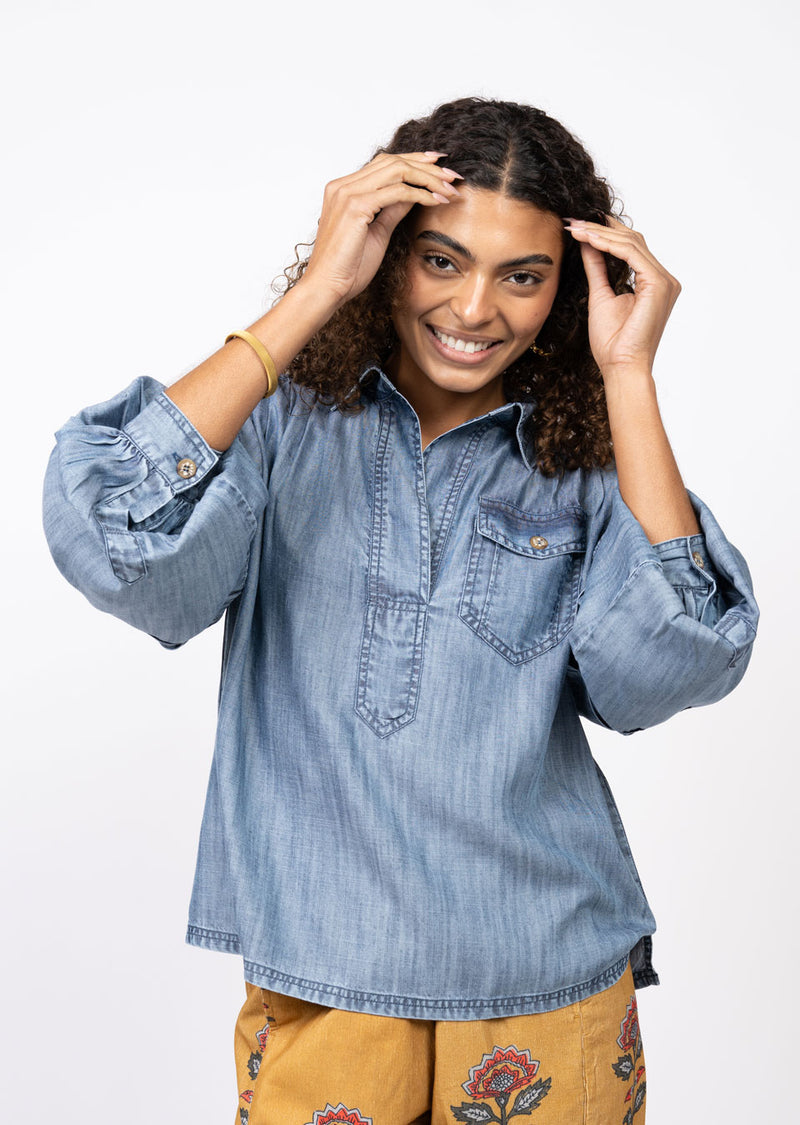 Tuck Sleeve Popover Shirt
