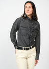 Denim Ruffle Snap Shirt