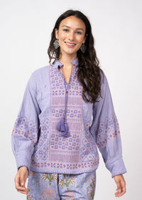 Gauze Cross Stitched Top