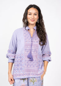 Gauze Cross Stitched Top