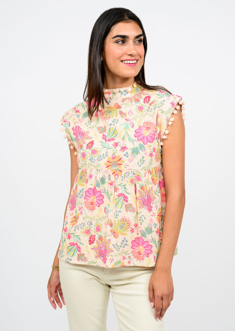 Pom & Peplum Top