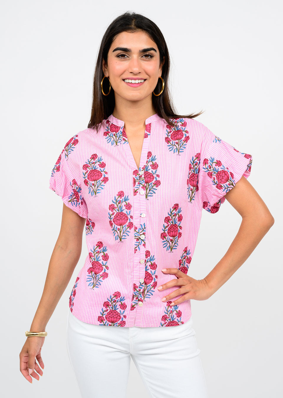 Pink Striped Block Print Top – Ivy Jane Brand
