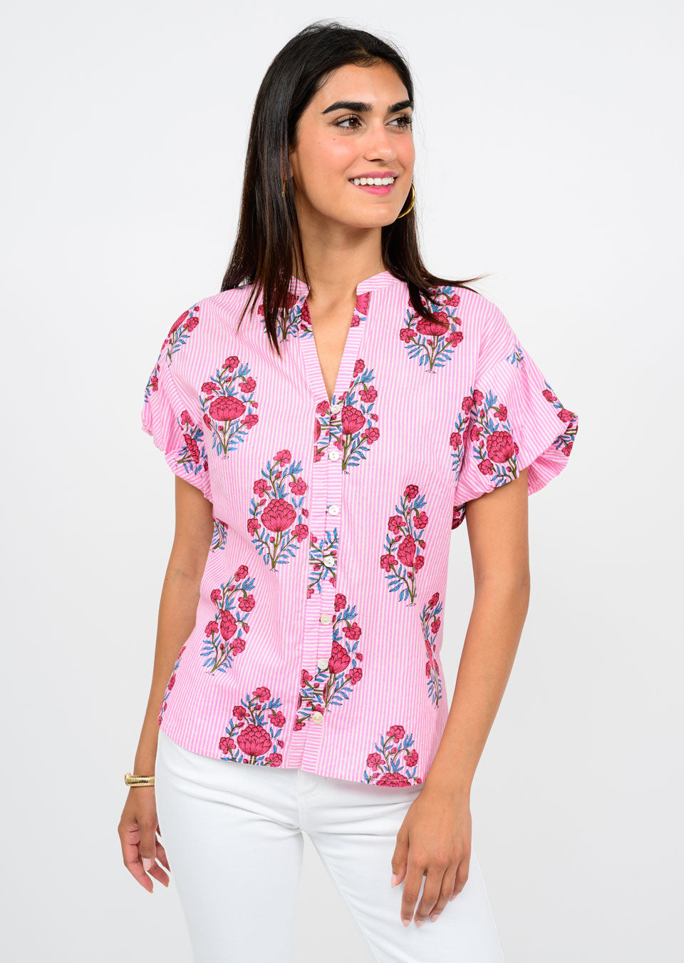 Pink Striped Block Print Top – Ivy Jane Brand