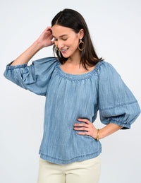 Square Neck Denim Top