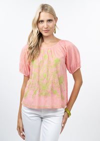 Stripe Embroidered Top