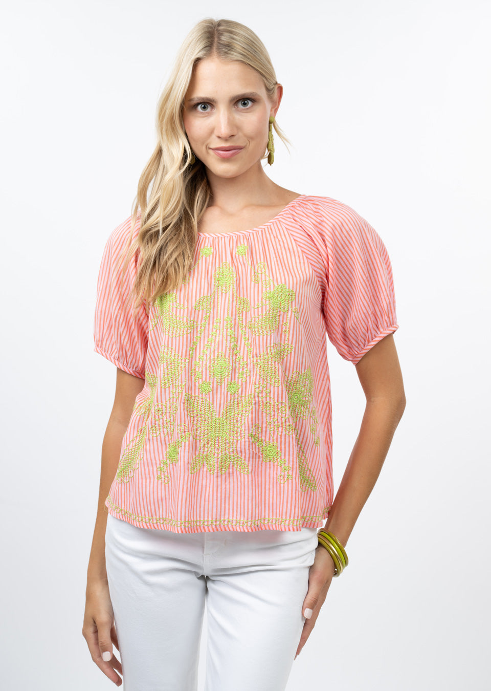 Stripe Embroidered Top