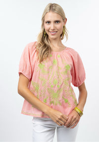 Stripe Embroidered Top