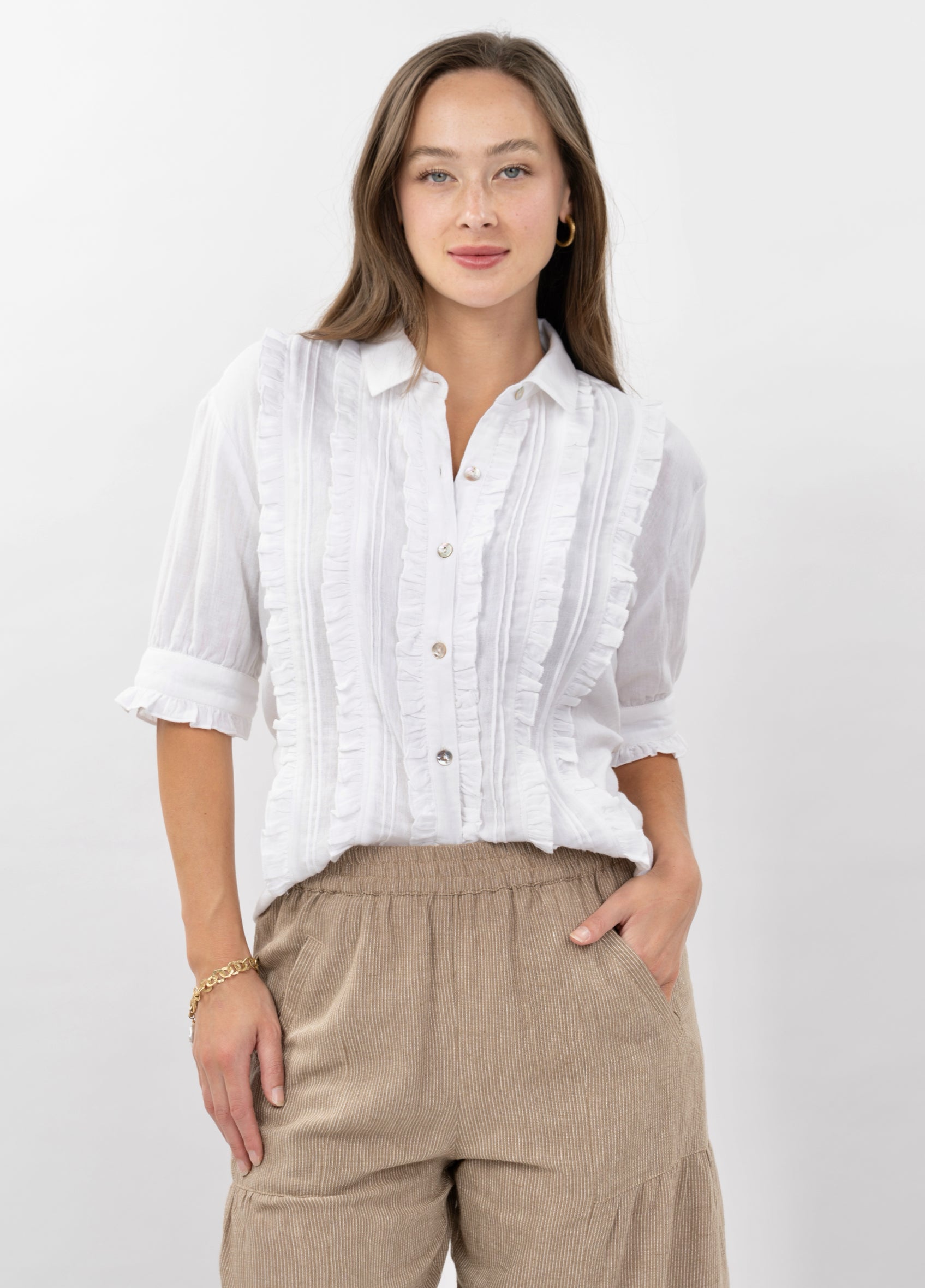 White Tuxedo Gauze Shirt