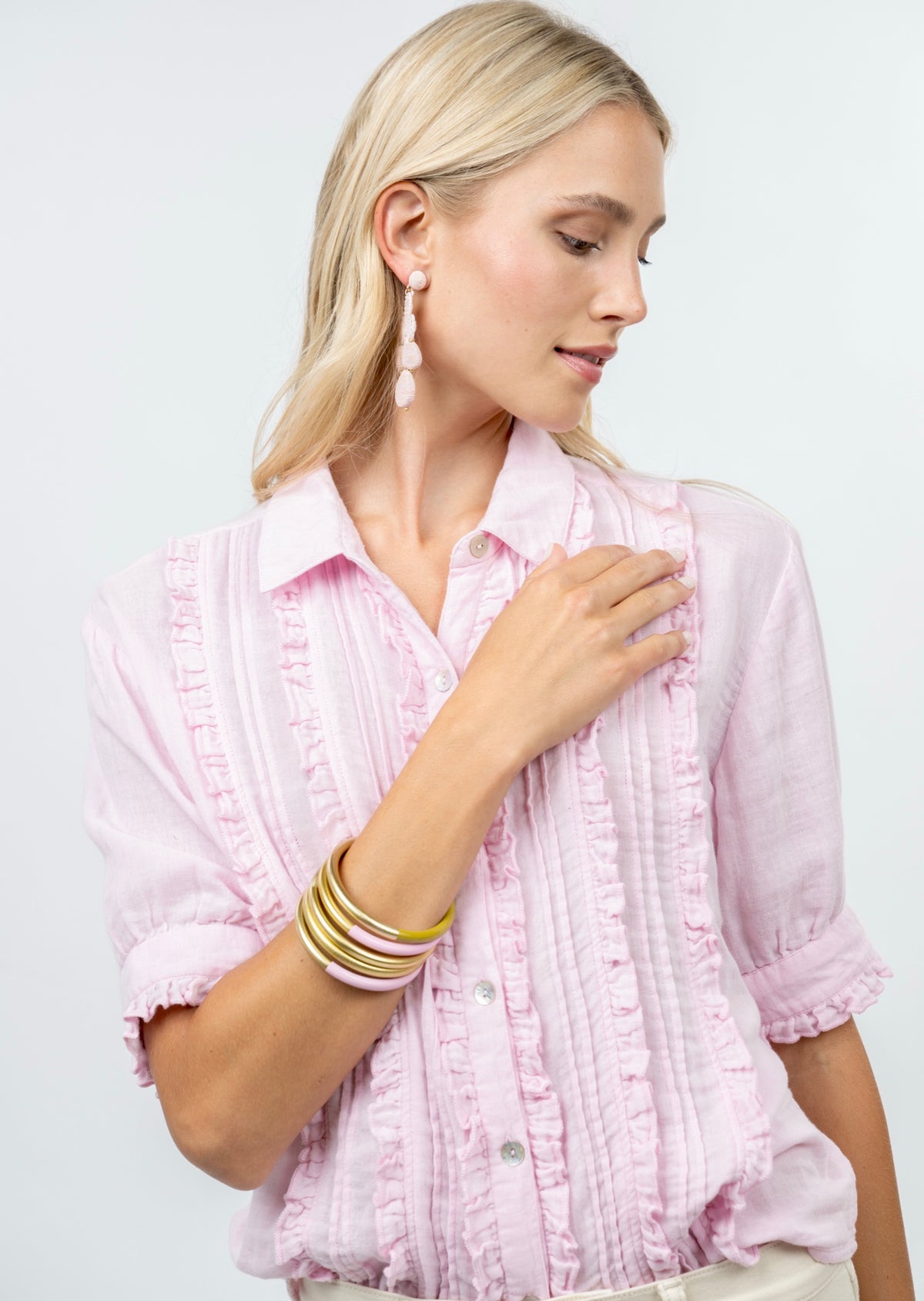 Pink Tuxedo Gauze Shirt