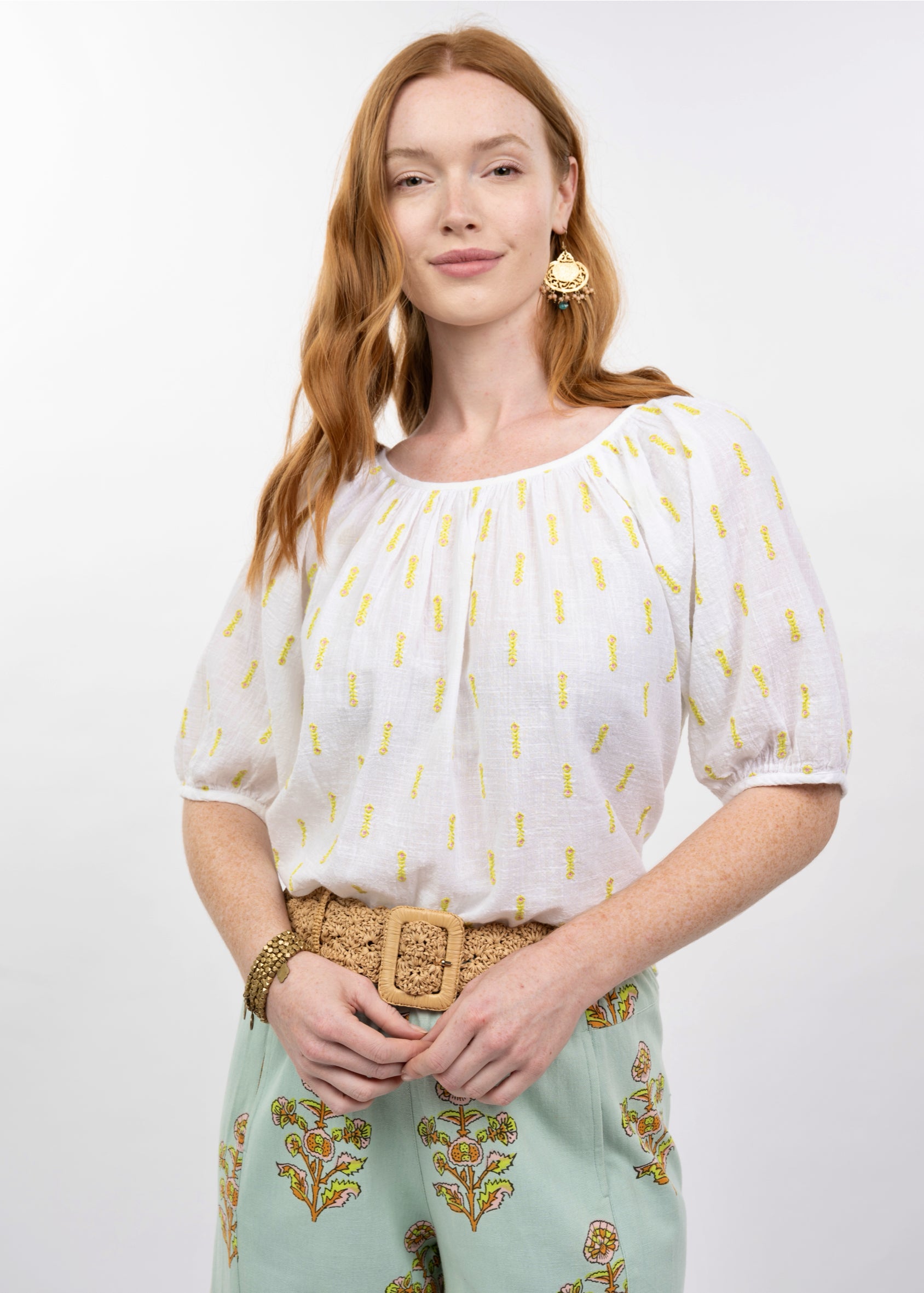 Ditsy Embroidered Top